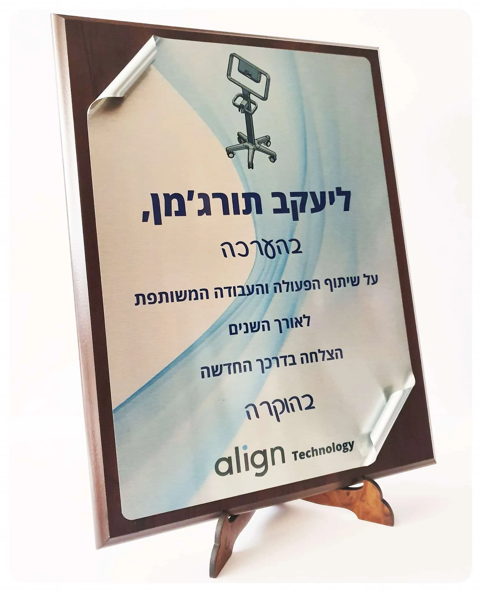 ⁦מגן הוקרה מהודר עשוי עץ גודל 25x15 ס"מ דגם "אילן"⁩ – תמונה ⁦5⁩